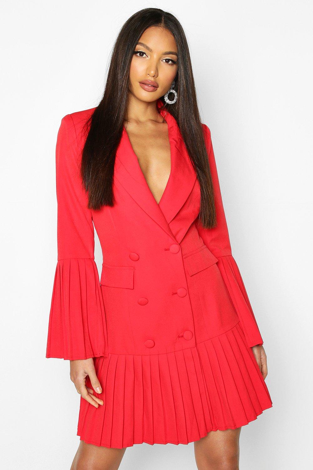 boohoo red blazer dress